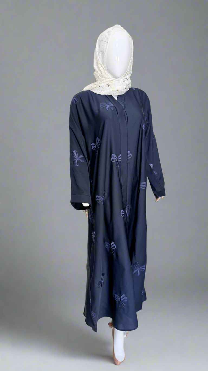 Embroidered Tie Bow Abaya