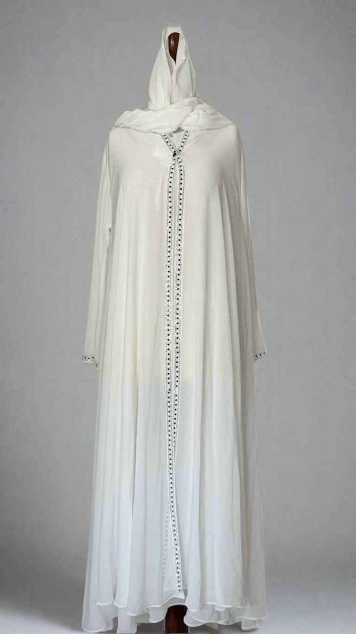 3-piece Stones Abaya (Free size) - Double Layer with matching Stroller