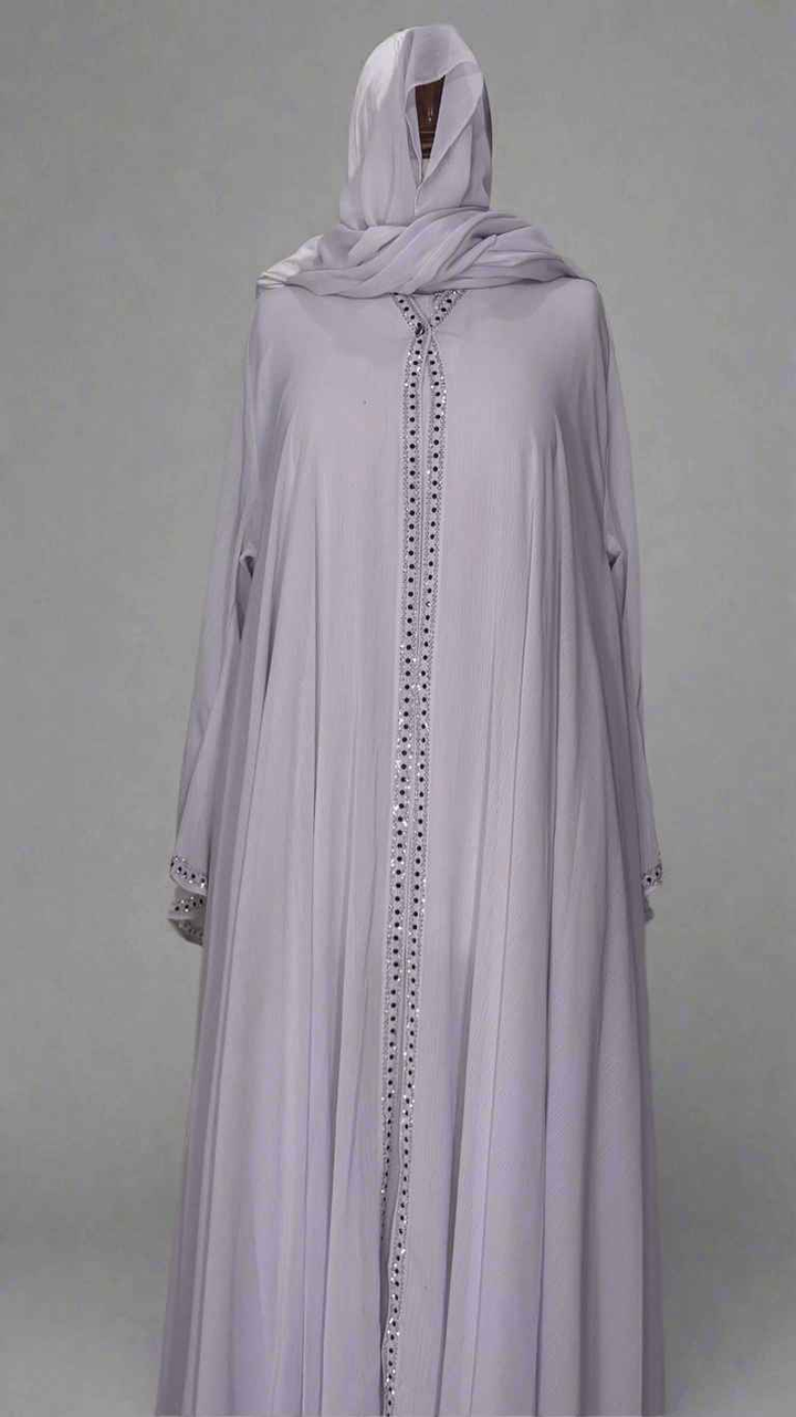 3-piece Stones Abaya (Free size) - Double Layer with matching Stroller