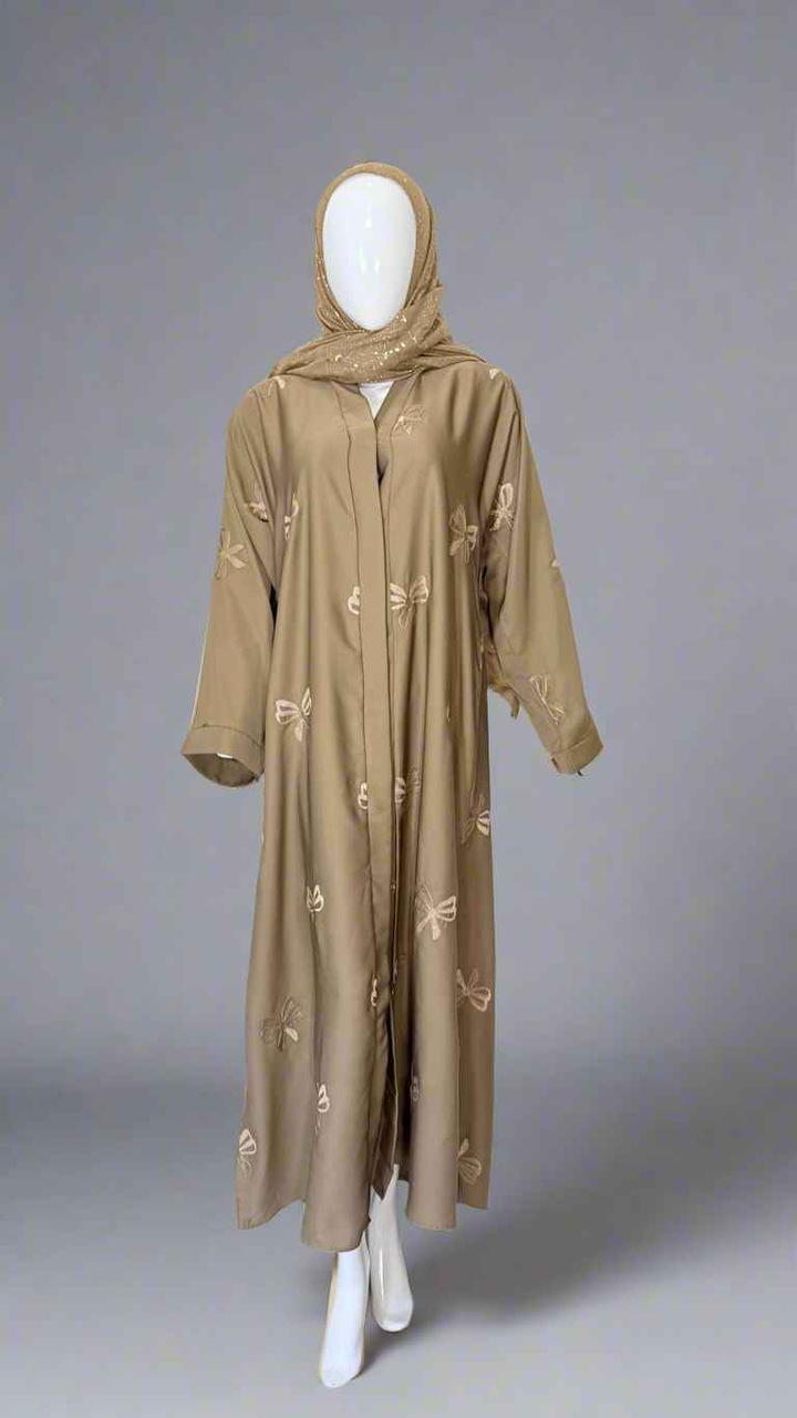 Embroidered Tie Bow Abaya