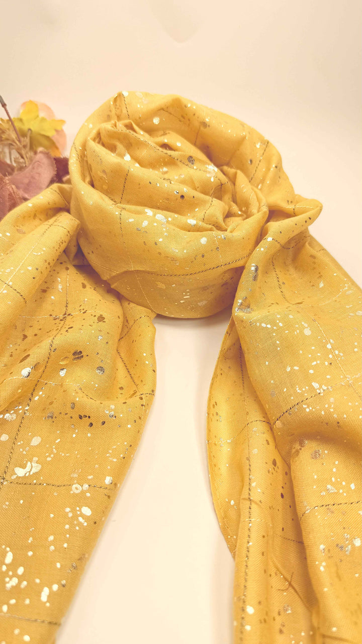 Turkish lawn Hijab with Gold Foil