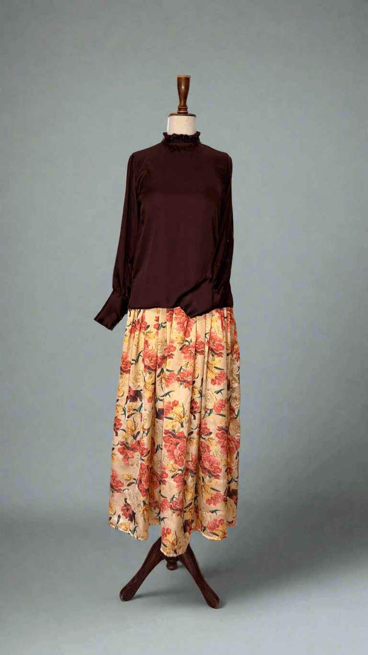 Silk Printed Floral Skirt