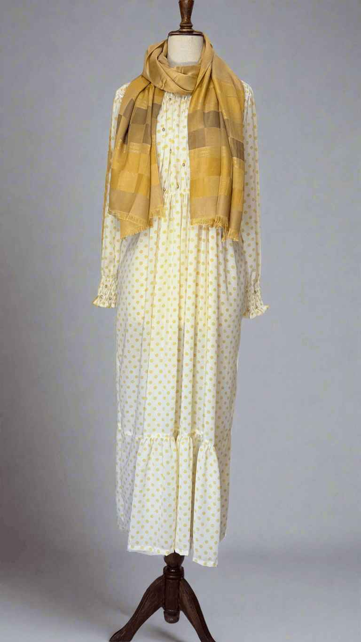 Polka Dots Long Dresses Maxi with Pearls