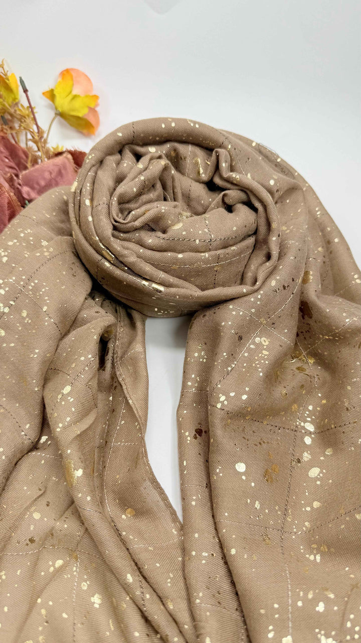 Turkish lawn Hijab with Gold Foil