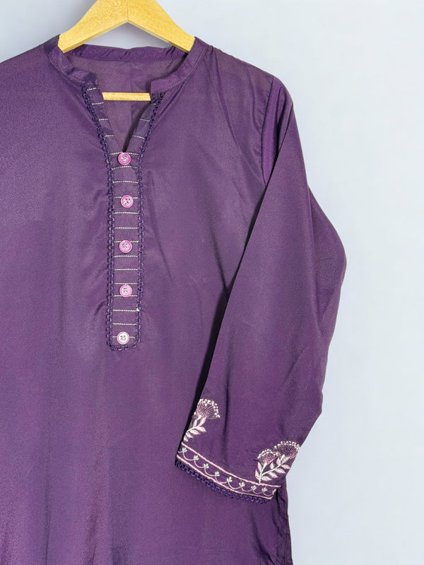 Purple Grip Solid With Embroidery on Sleeves