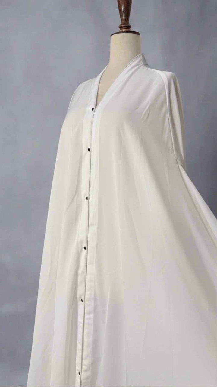 White Maxi Abaya with Black Stone