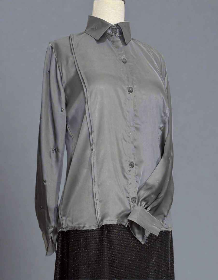Grey Silk Embellished Shirt