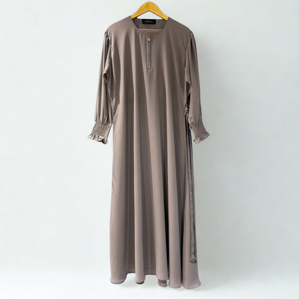 Light Grey Maxi Chiffon Abaya with Hijab