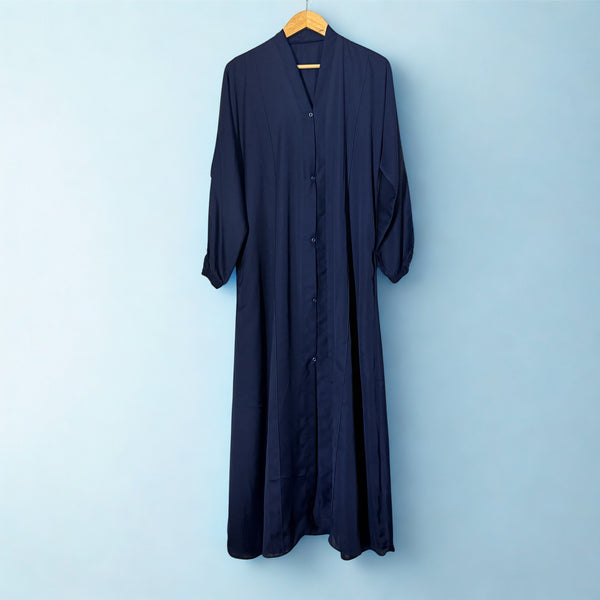 Navy Blue Abaya with two side pockets and Front Plate