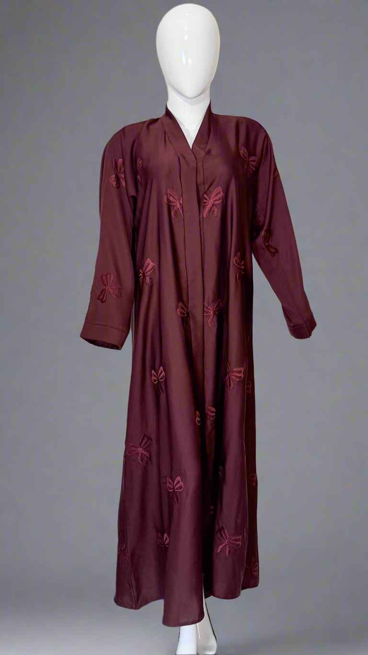 Embroidered Tie Bow Abaya