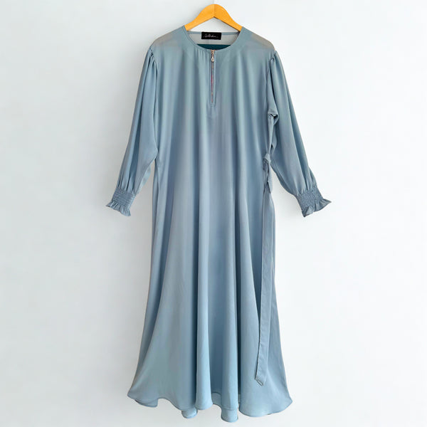 Sky Blue Maxi Chiffon Abaya with Hijab
