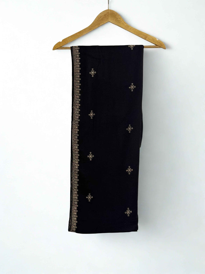 Wool Embroidery Shawl with Small Side Border