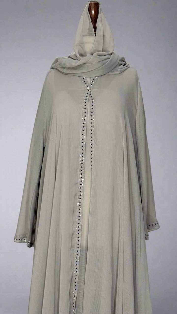 3-piece Stones Abaya (Free size) - Double Layer with matching Stroller