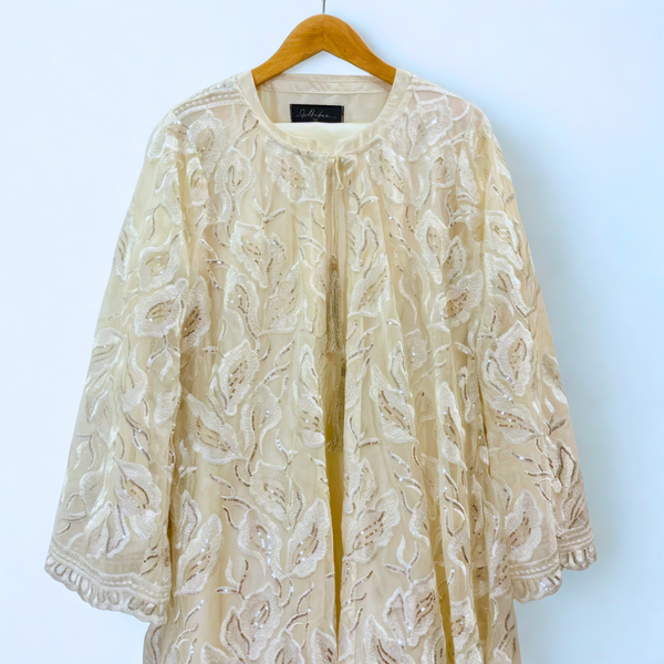 Lemon Yellow Sequence Net Gown with Silk Inner and Matching Hijab