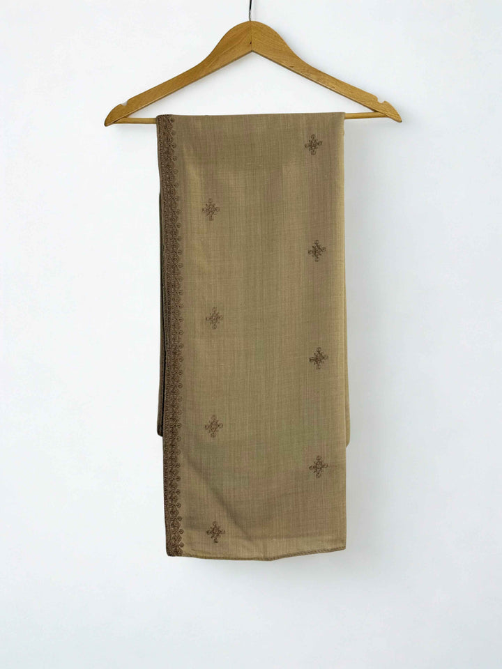 Wool Embroidery Shawl with Small Side Border