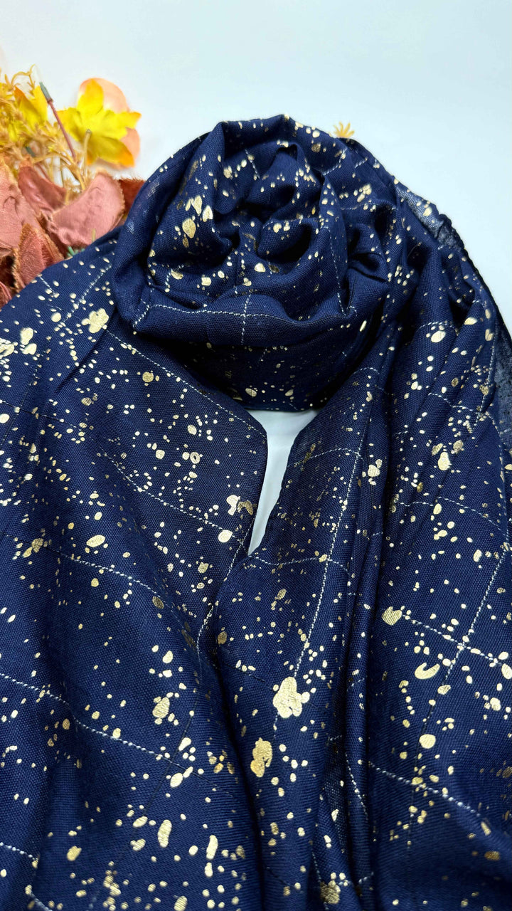 Turkish lawn Hijab with Gold Foil