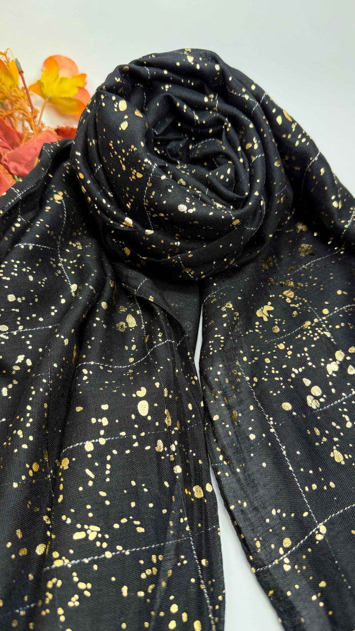Turkish lawn Hijab with Gold Foil