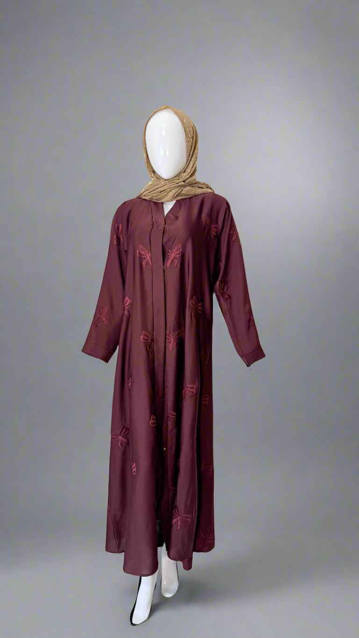 Embroidered Tie Bow Abaya