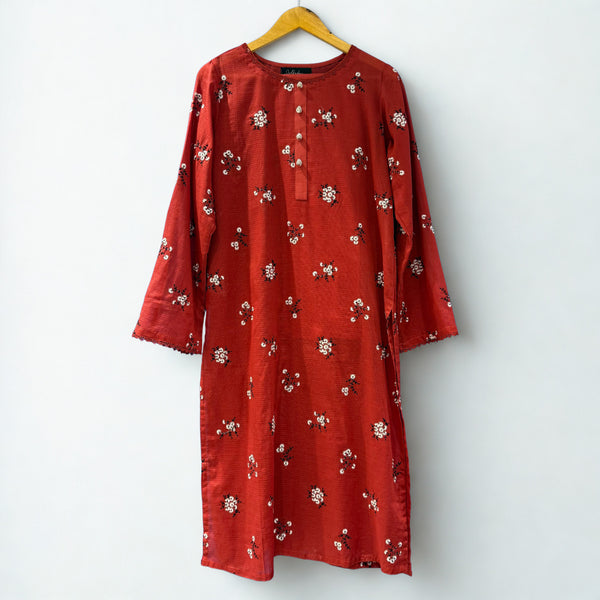 Red with white chicken kari suit