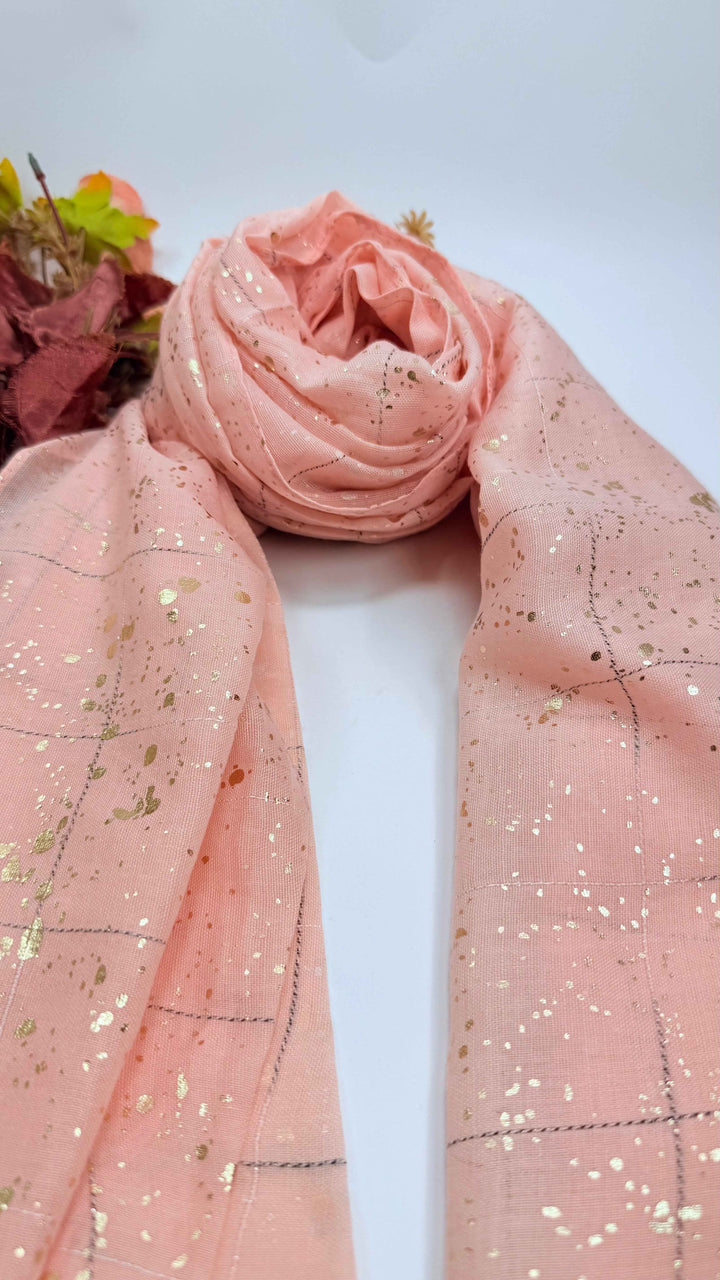 Turkish lawn Hijab with Gold Foil