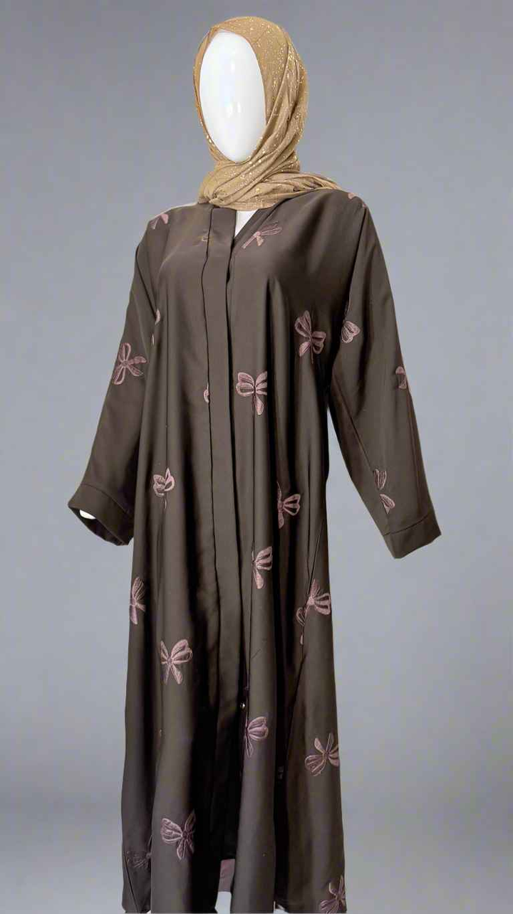 Embroidered Tie Bow Abaya