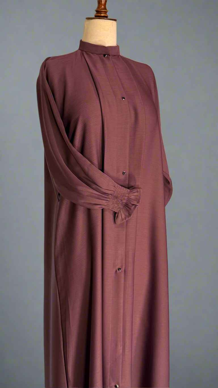 Crushed silk Abaya Light Mauve - Jilbabee