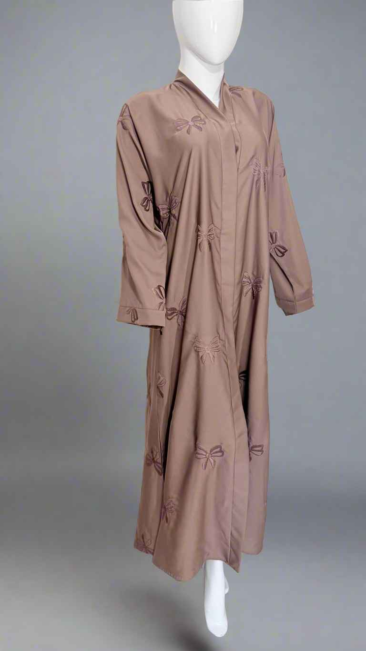 Embroidered Tie Bow Abaya