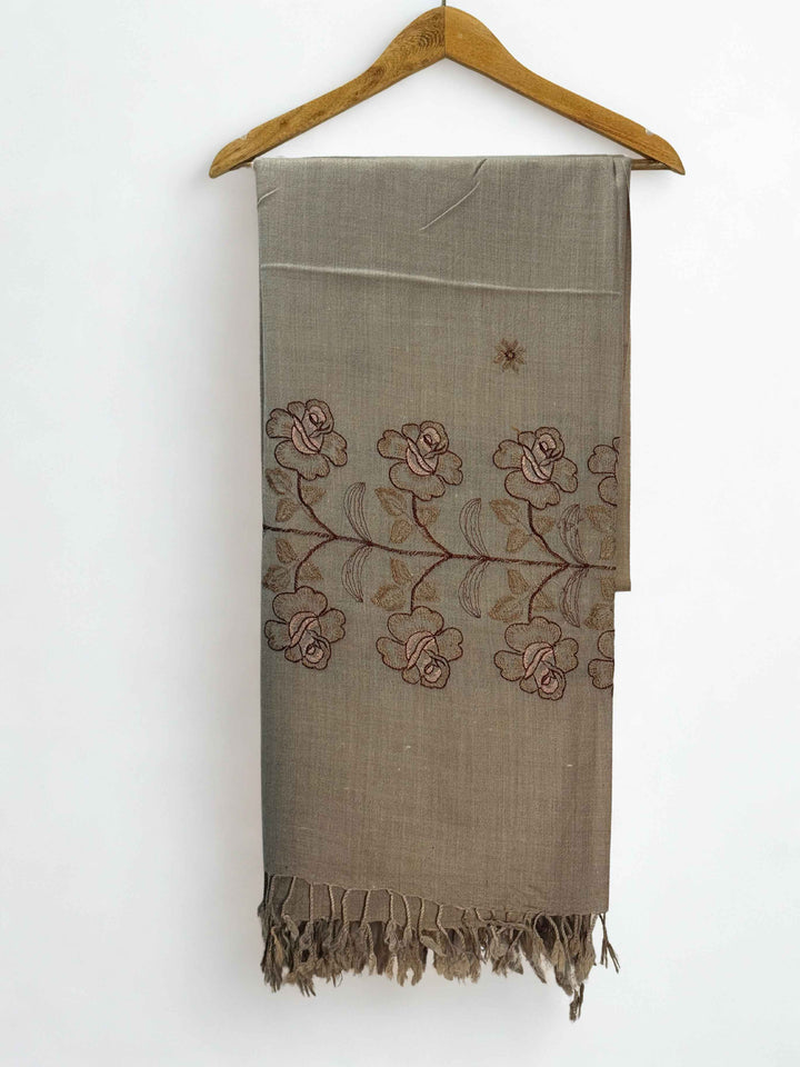 Wool Shawl With Embroidered Border