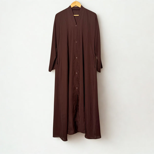 Zoom Crushed Open Abaya With Horizontal Stripes