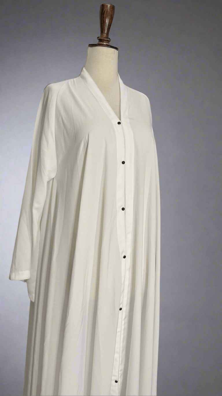 White Maxi Abaya with Black Stone