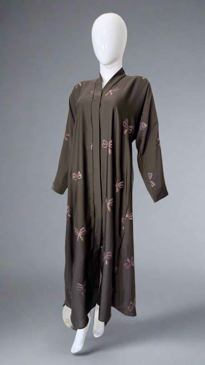 Embroidered Tie Bow Abaya