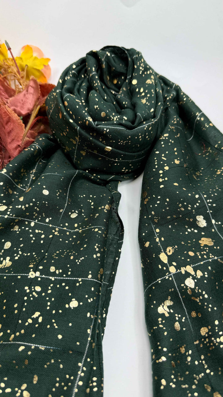 Turkish lawn Hijab with Gold Foil