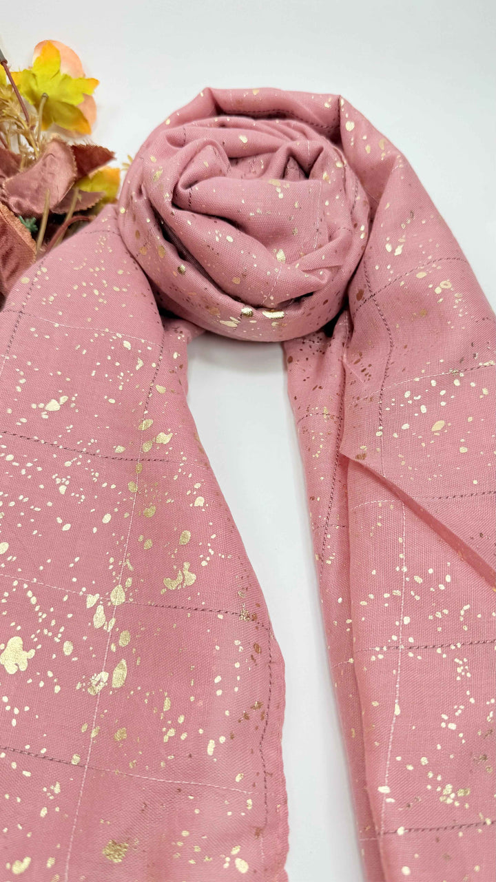 Turkish lawn Hijab with Gold Foil