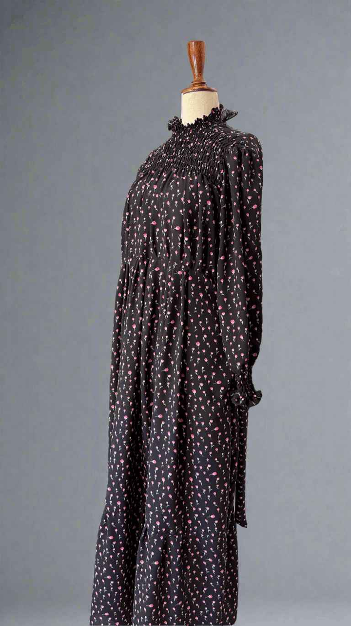 Black Floral Long Dress Maxi