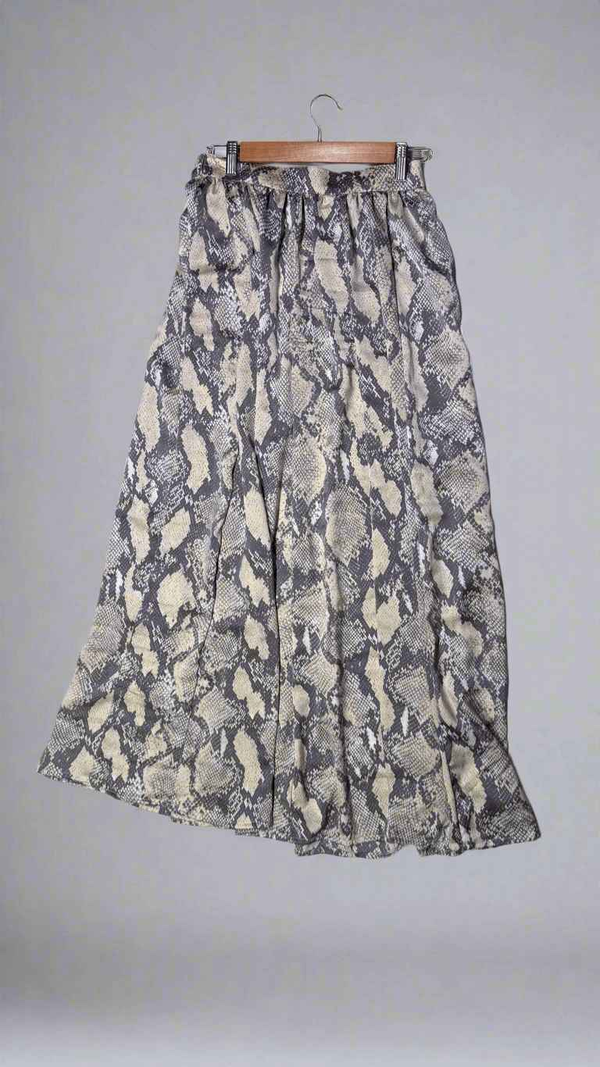 Grey Printed Silk Skirt