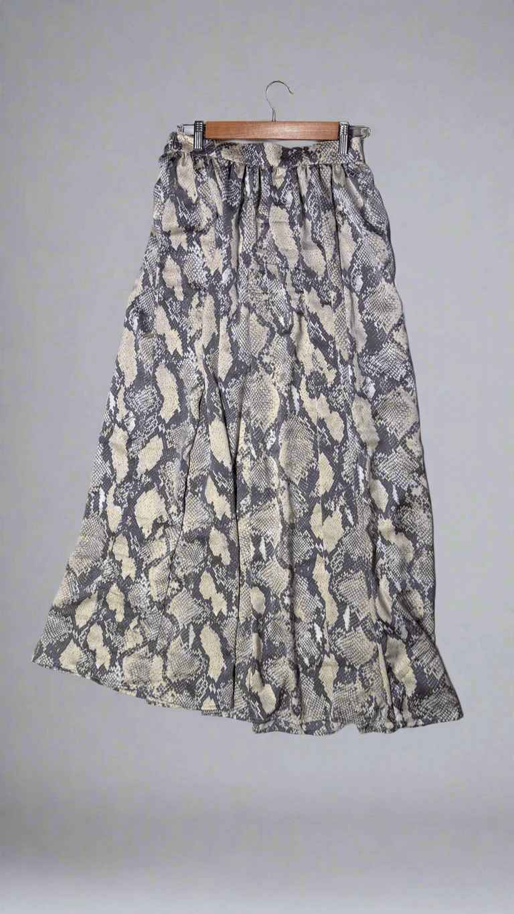 Grey Printed Silk Skirt