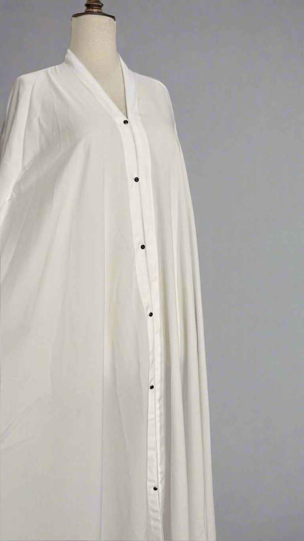White Maxi Abaya with Black Stone