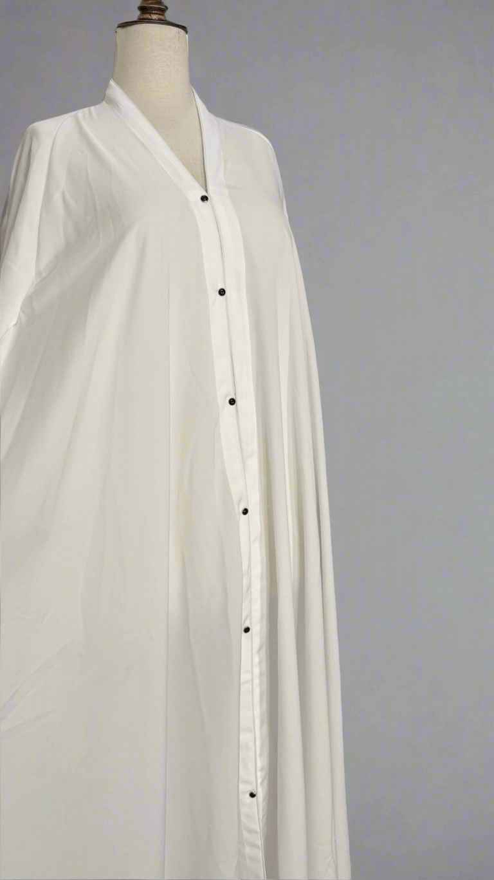 White Maxi Abaya with Black Stone
