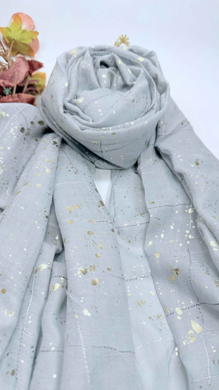 Turkish lawn Hijab with Gold Foil