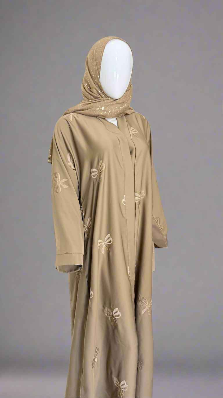 Embroidered Tie Bow Abaya