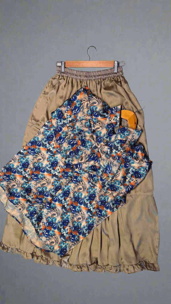 Blue Silk Floral Shirt