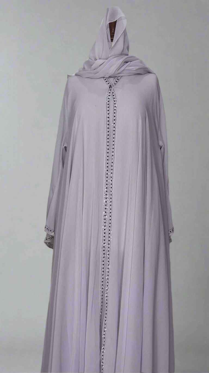 3-piece Stones Abaya (Free size) - Double Layer with matching Stroller