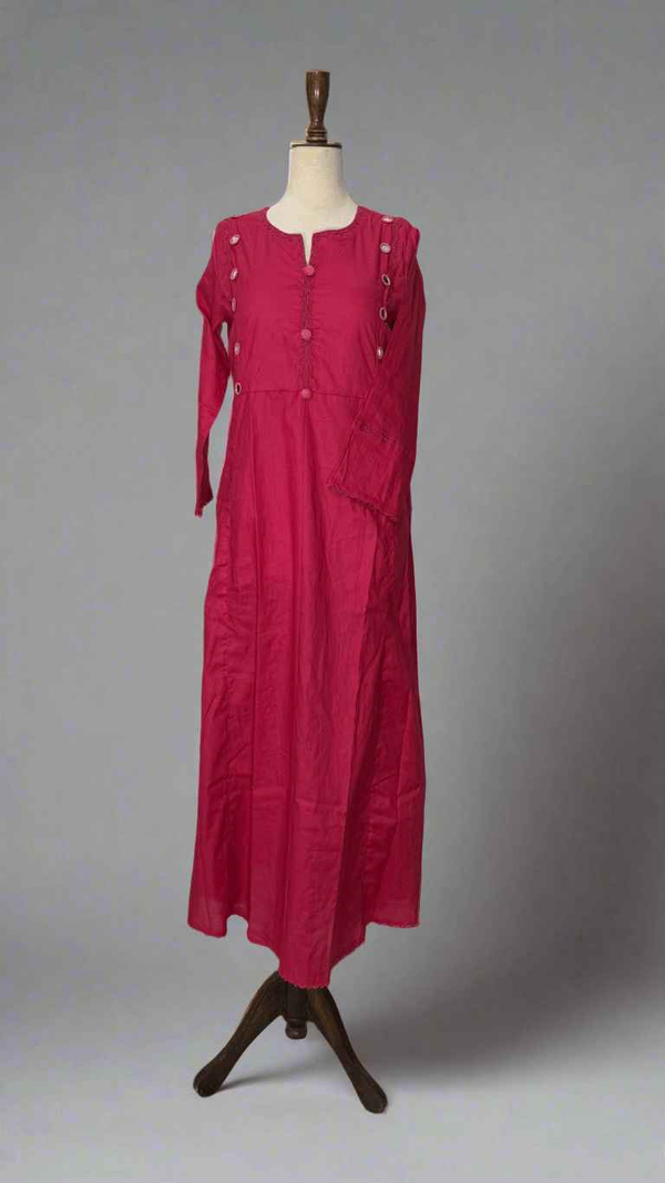 Plain Blush Pink Long Dress with Embellished work