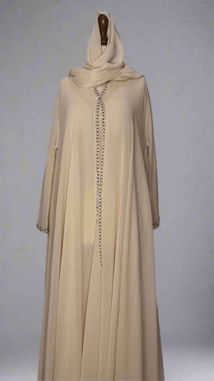 3-piece Stones Abaya (Free size) - Double Layer with matching Stroller
