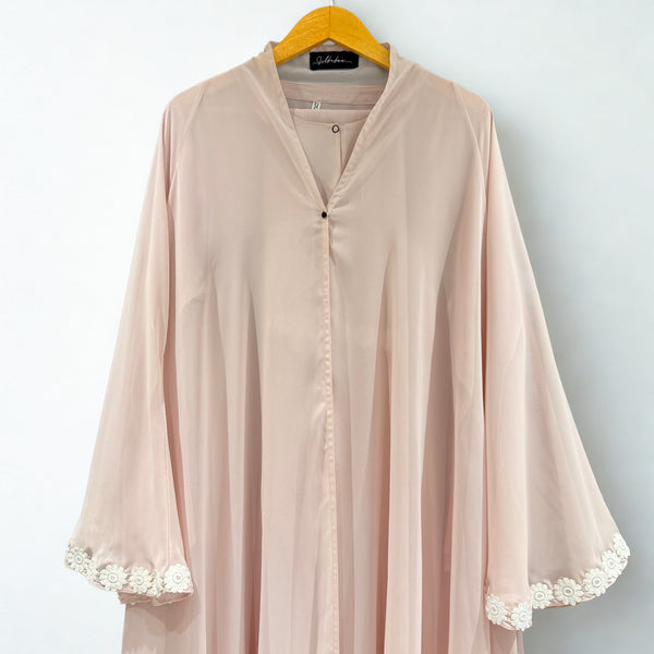 Light Pink Double Layer Chiffon Abbaya with Matching Hijab