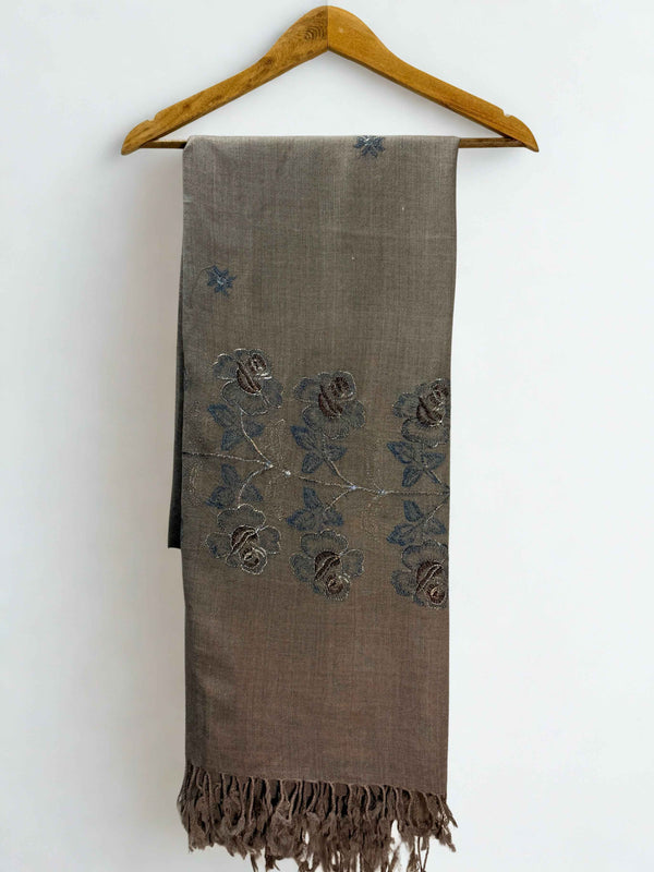 Wool Shawl With Embroidered Border