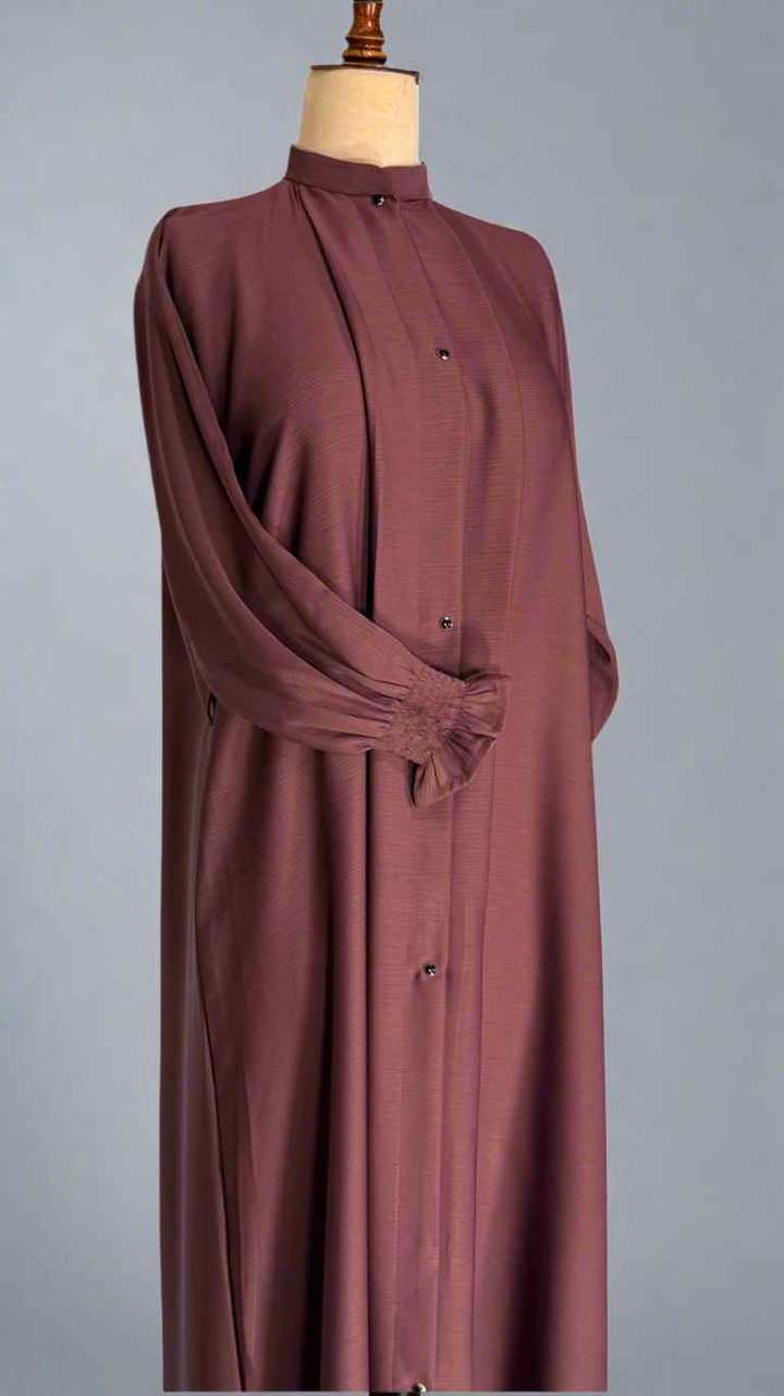 Crushed silk Abaya Light Mauve - Jilbabee