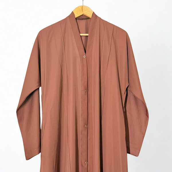 Coral pink Open Abaya with two sides pocket and Front Plates