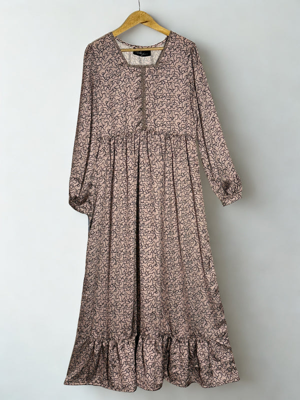 Tea Pink with Black Silk Dress