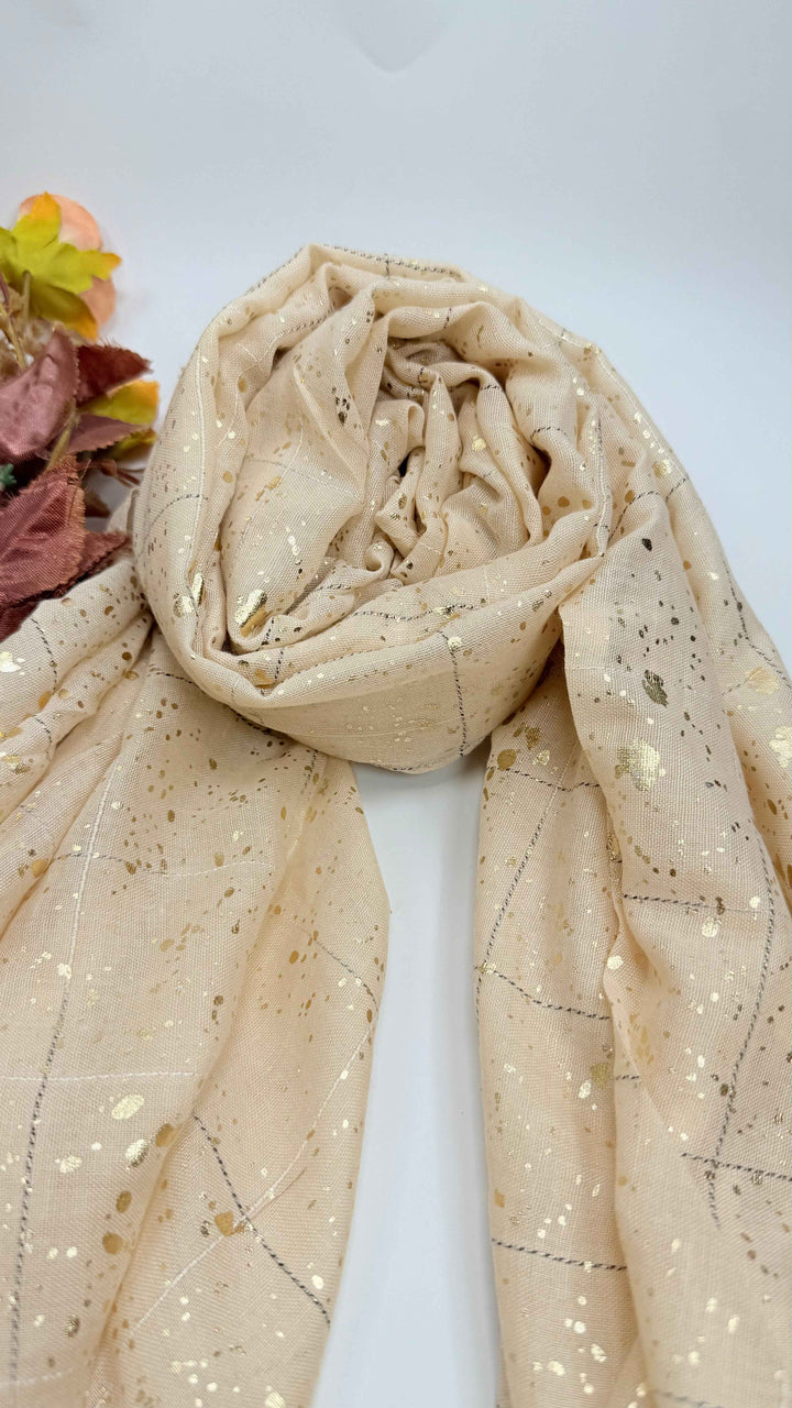 Turkish lawn Hijab with Gold Foil